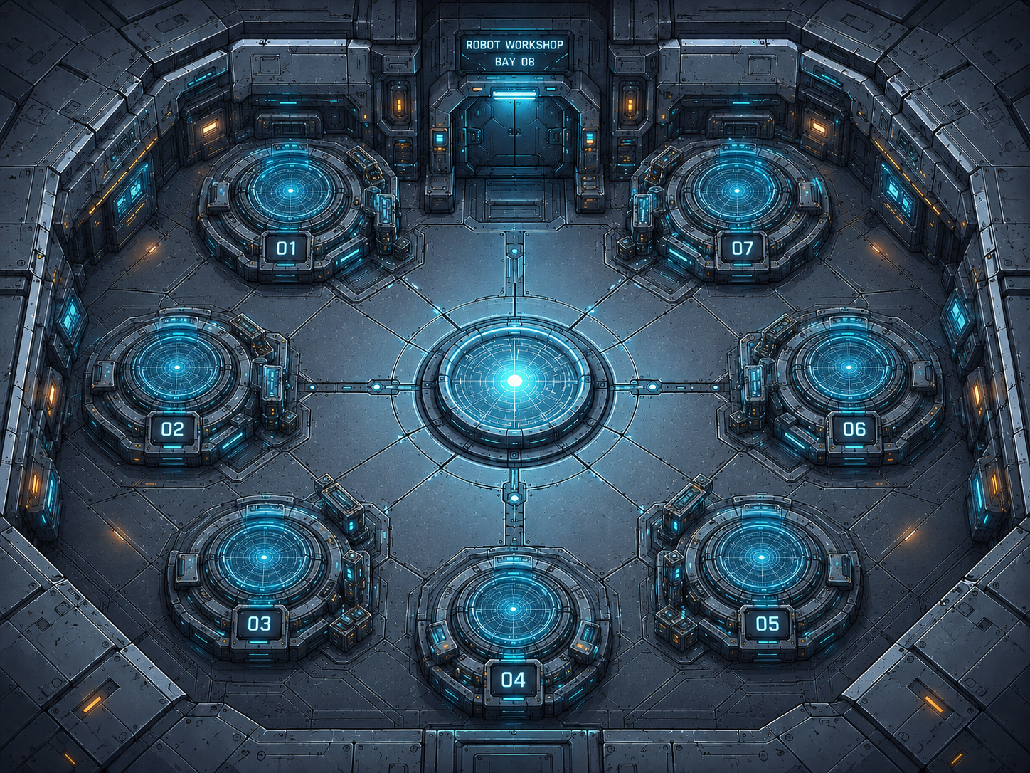 A visual system of connected workstations representing coordinated AI workflows
